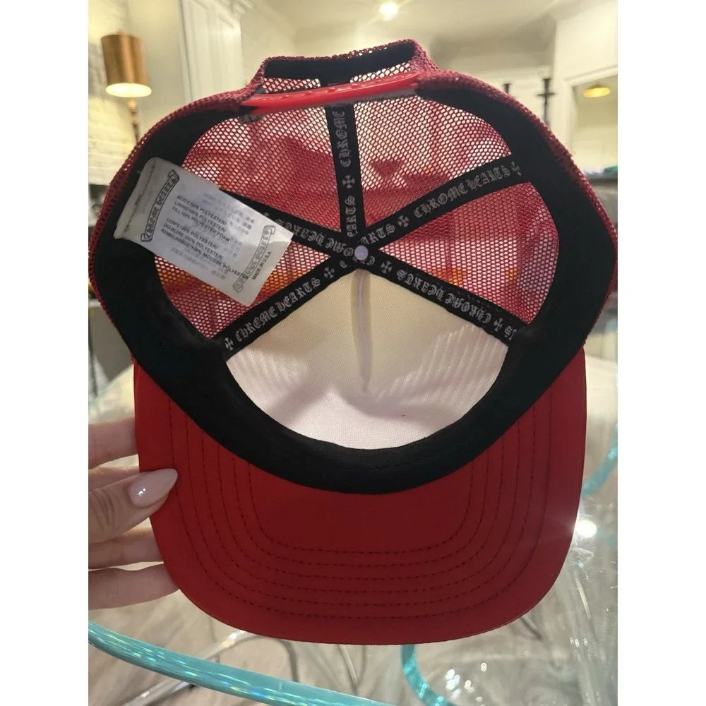 Men's Chrome Hearts Hat Cap Red White King Taco Truck Trucker SnapBack USA